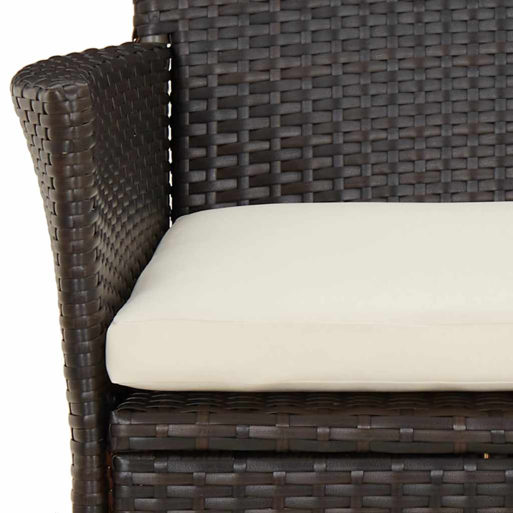 5 Piece Garden Dining Set with Cushions Brown Poly Rattan