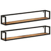Wall Shelves 2 pcs 110x17x17 cm Solid Wood Mango and Iron