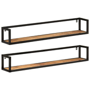 Wall Shelves 2 pcs 110x17x17 cm Solid Wood Mango and Iron