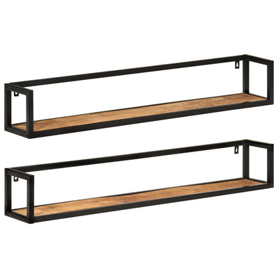 Wall Shelves 2 pcs 110x17x17 cm Solid Wood Mango and Iron