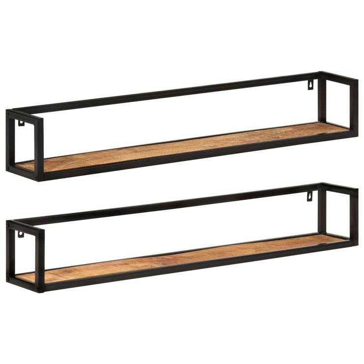 Wall Shelves 2 pcs 110x17x17 cm Solid Wood Mango and Iron