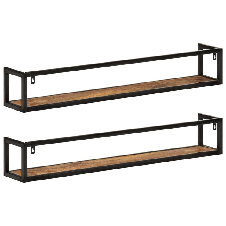 Wall Shelves 2 pcs 110x17x17 cm Solid Wood Mango and Iron