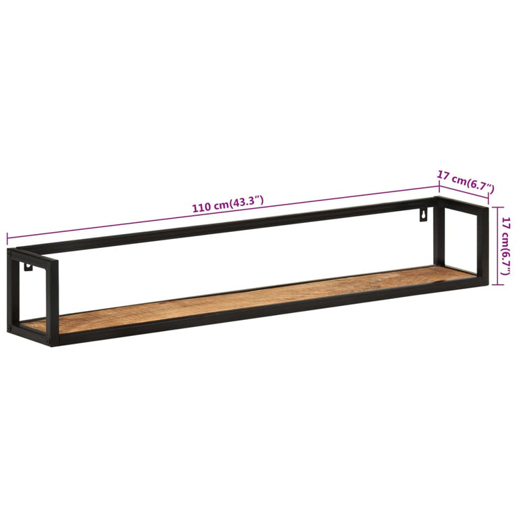 Wall Shelves 2 pcs 110x17x17 cm Solid Wood Mango and Iron