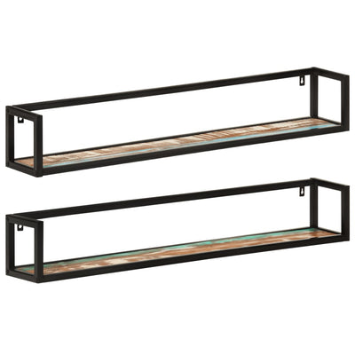 Wall Shelves 2 pcs 110x17x17 cm Solid Wood Reclaimed and Iron