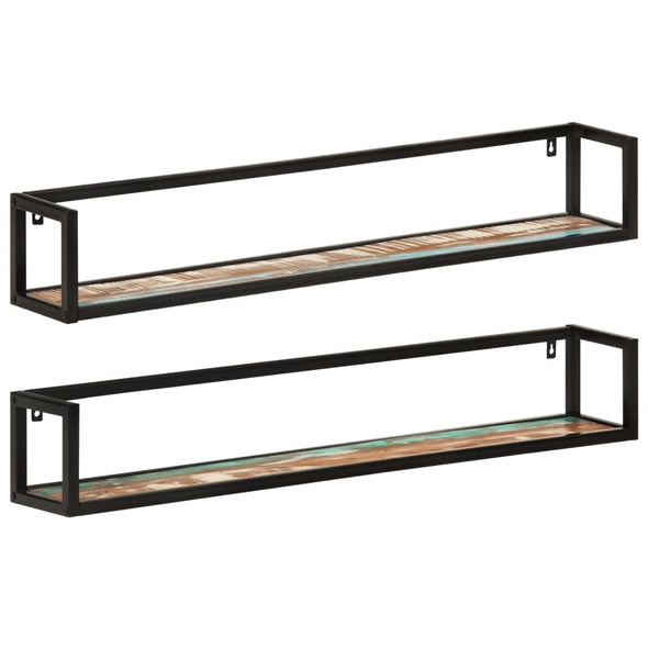 Wall Shelves 2 pcs 110x17x17 cm Solid Wood Reclaimed and Iron