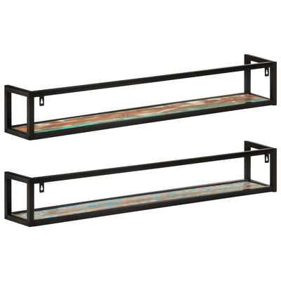 Wall Shelves 2 pcs 110x17x17 cm Solid Wood Reclaimed and Iron