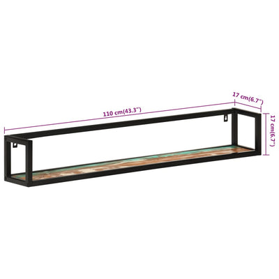 Wall Shelves 2 pcs 110x17x17 cm Solid Wood Reclaimed and Iron