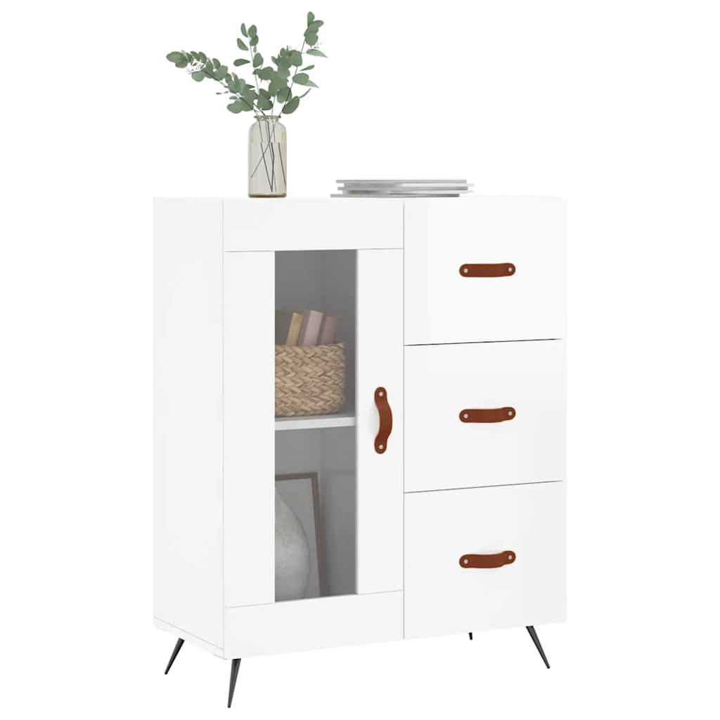 Sideboard High Gloss White 69.5x34x90 cm Engineered Wood