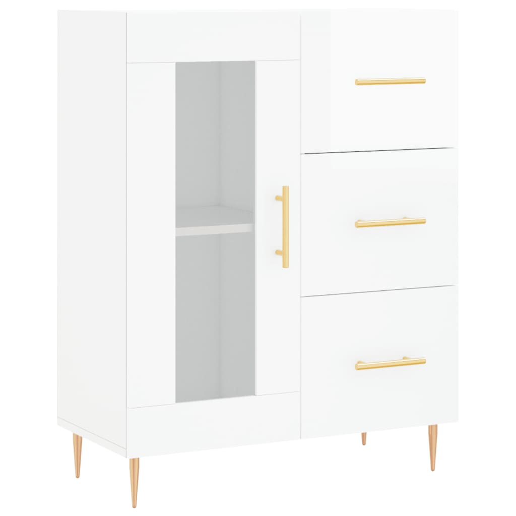 Sideboard High Gloss White 69.5x34x90 cm Engineered Wood
