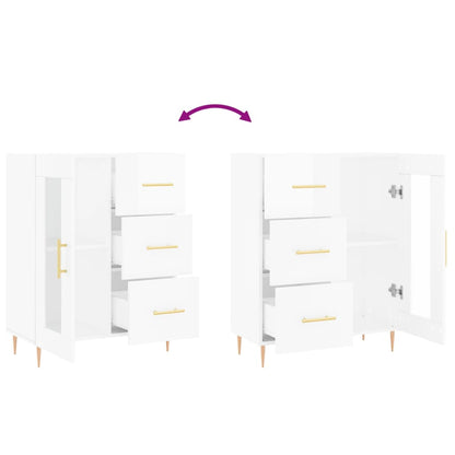 Sideboard High Gloss White 69.5x34x90 cm Engineered Wood