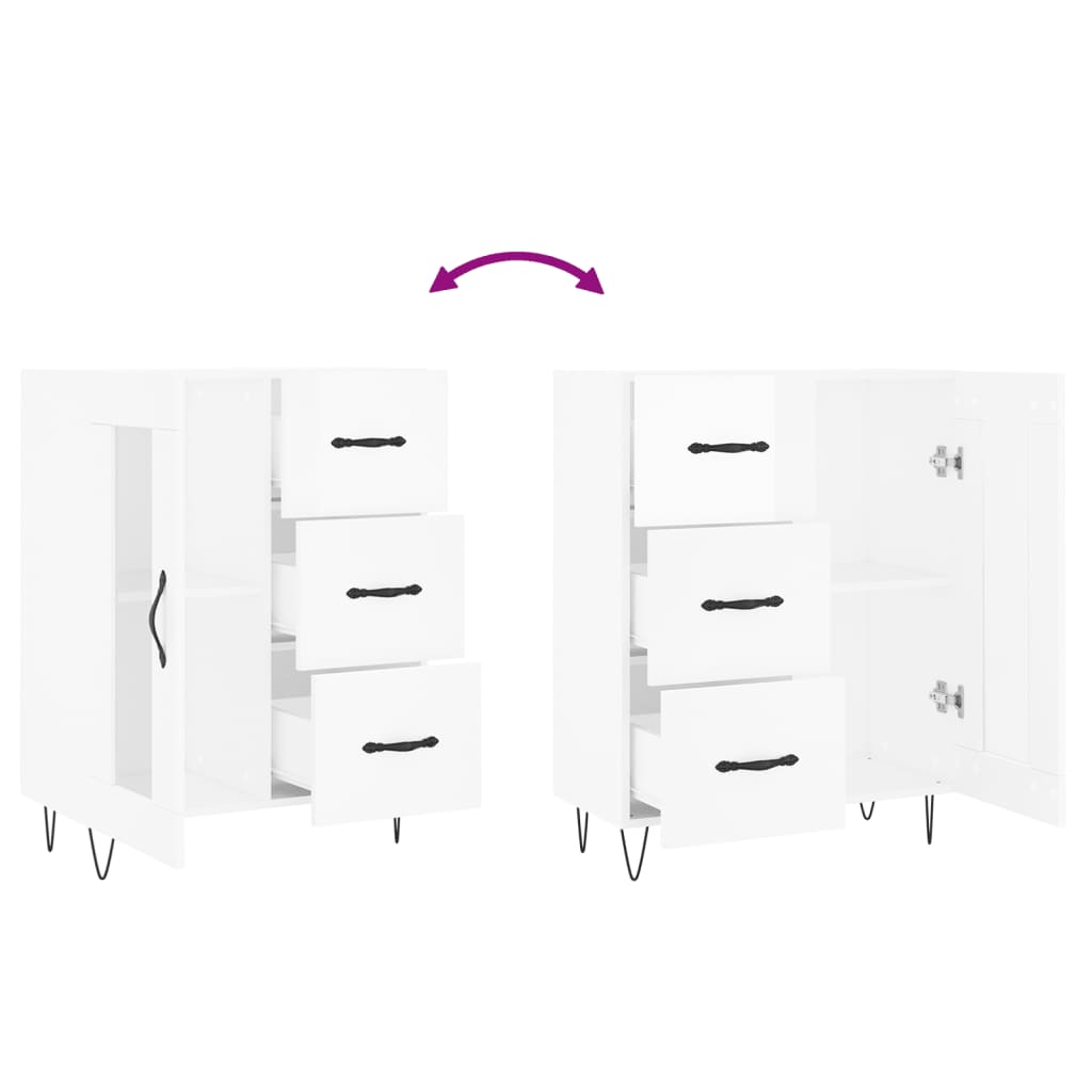 Sideboard High Gloss White 69.5x34x90 cm Engineered Wood
