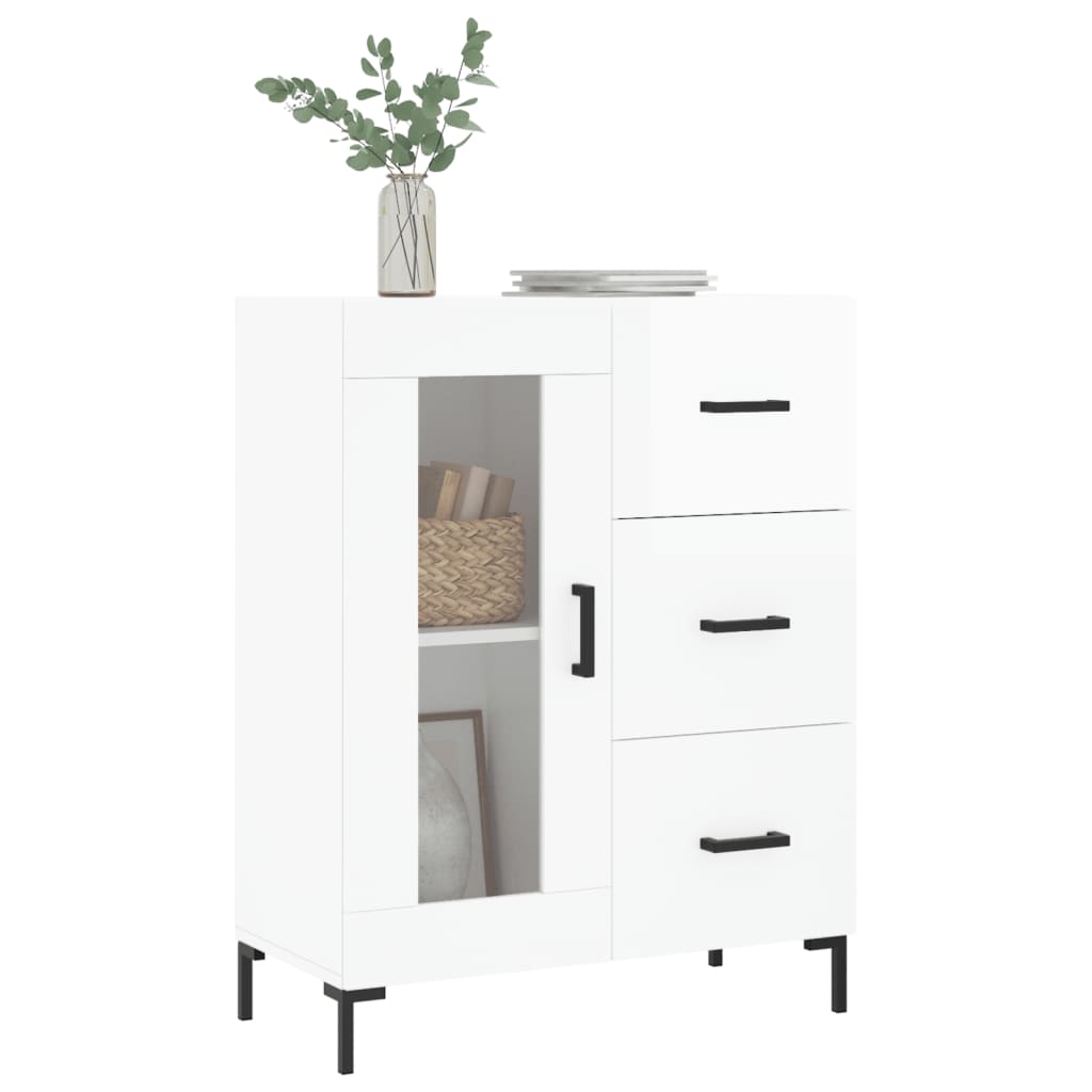 Sideboard High Gloss White 69.5x34x90 cm Engineered Wood