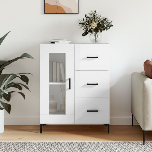 Sideboard High Gloss White 69.5x34x90 cm Engineered Wood