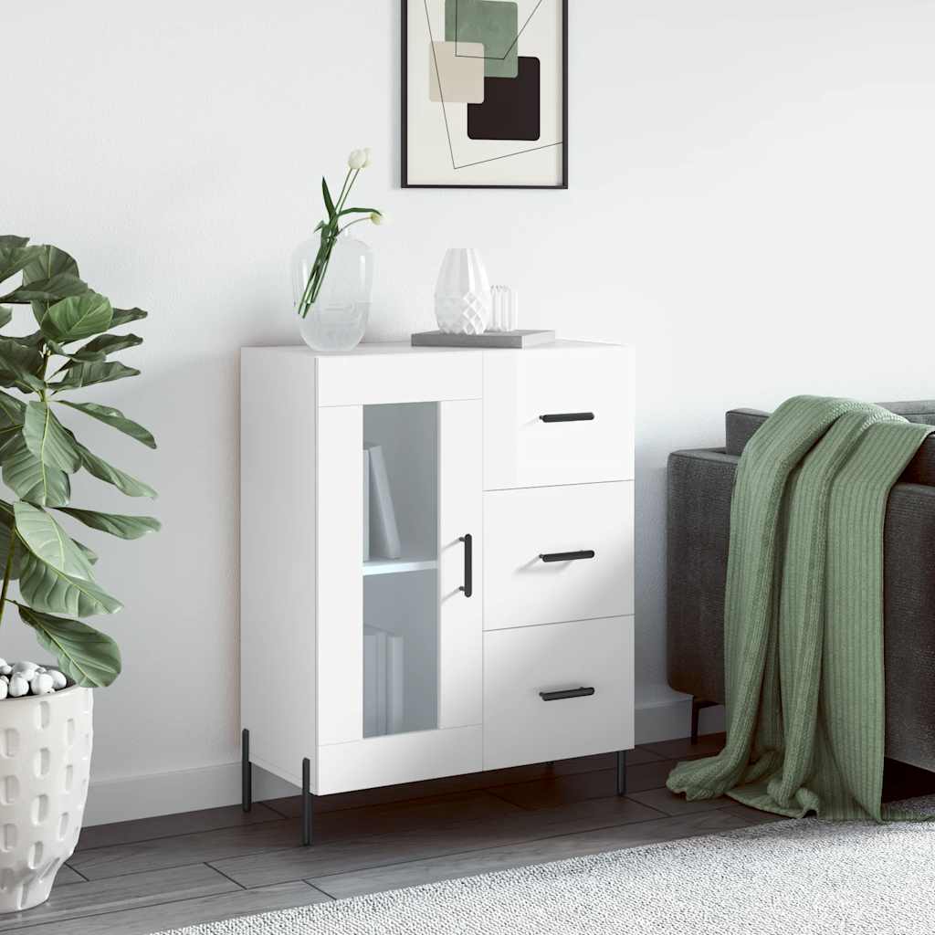 Sideboard High Gloss White 69.5x34x90 cm Engineered Wood