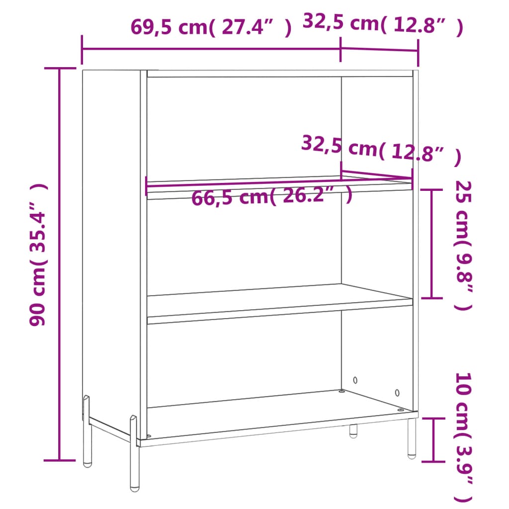 Shelf Cabinet Concrete Grey 69.5x32.5x90 cm Engineered Wood