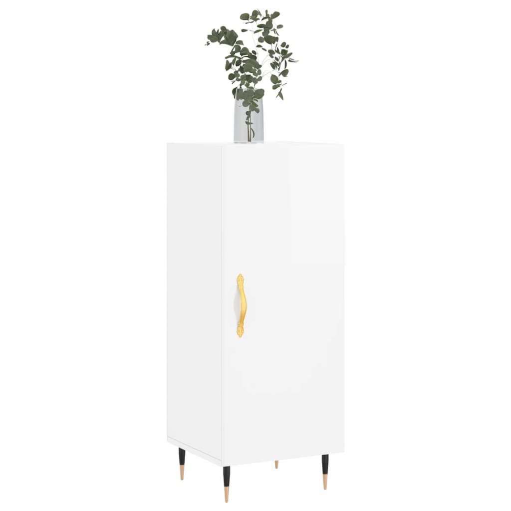 Sideboard High Gloss White 34.5x34x90 cm Engineered Wood