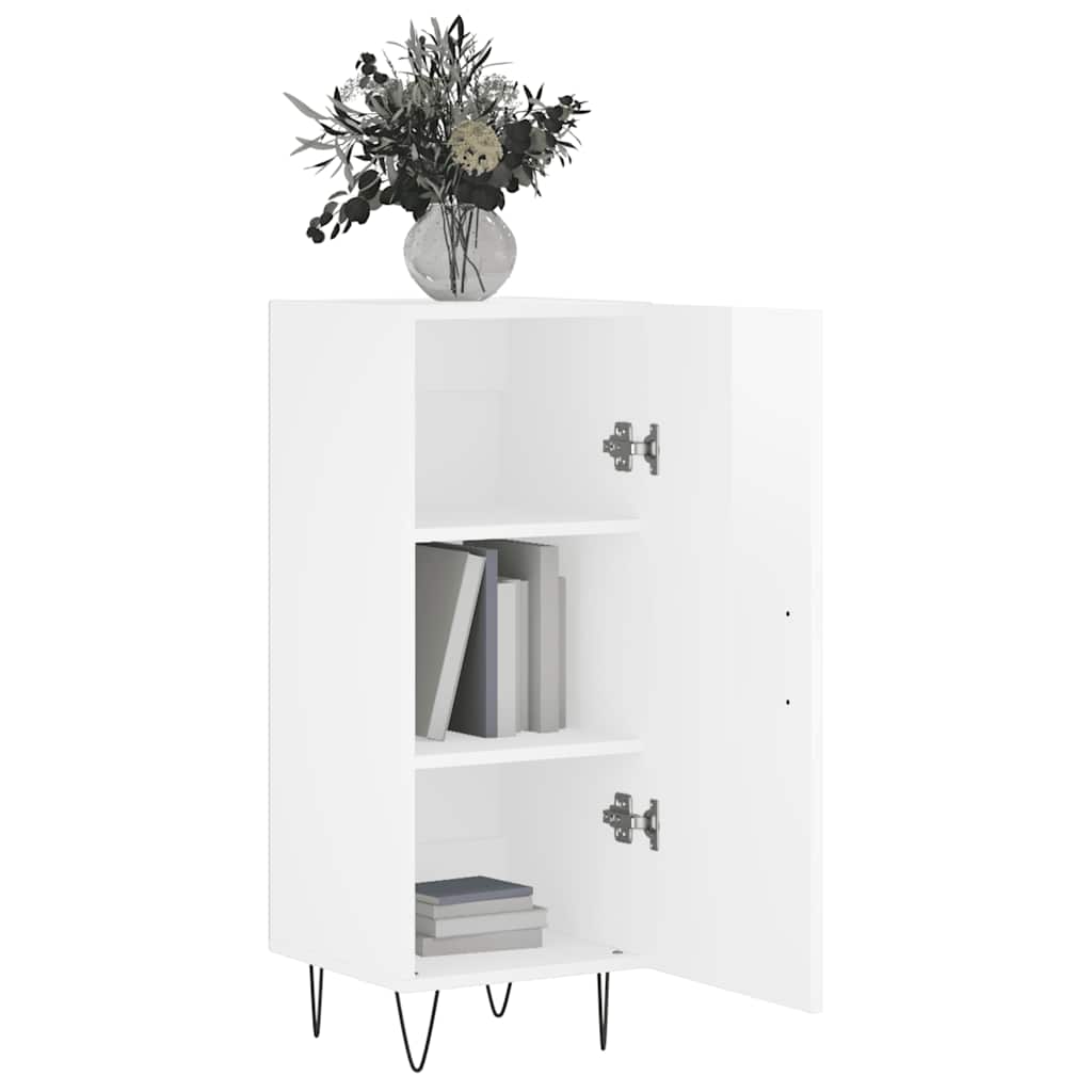 Sideboard High Gloss White 34.5x34x90 cm Engineered Wood