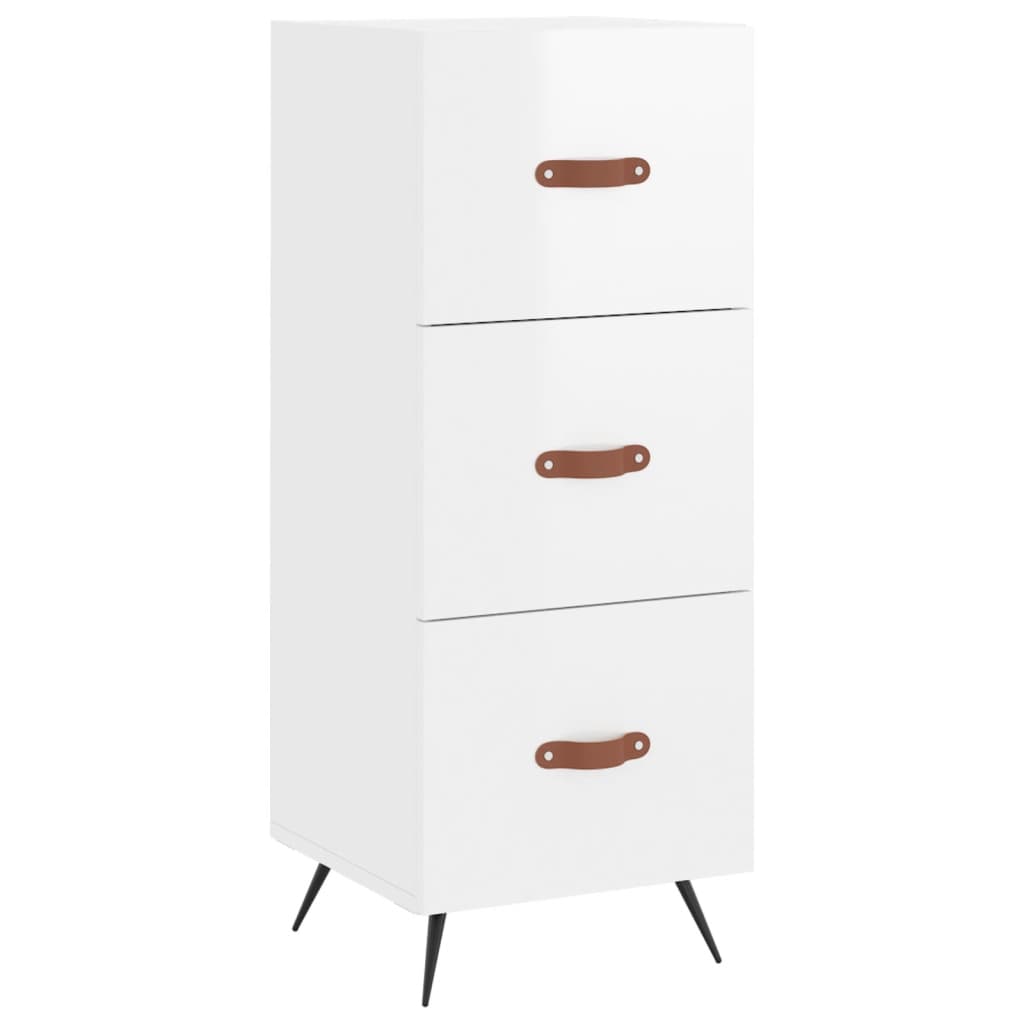 Sideboard High Gloss White 34.5x34x90 cm Engineered Wood