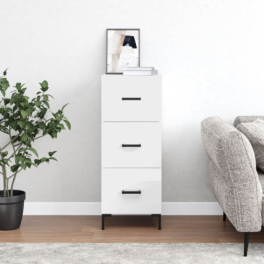 Sideboard High Gloss White 34.5x34x90 cm Engineered Wood
