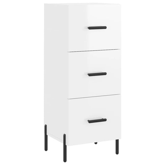 Sideboard High Gloss White 34.5x34x90 cm Engineered Wood