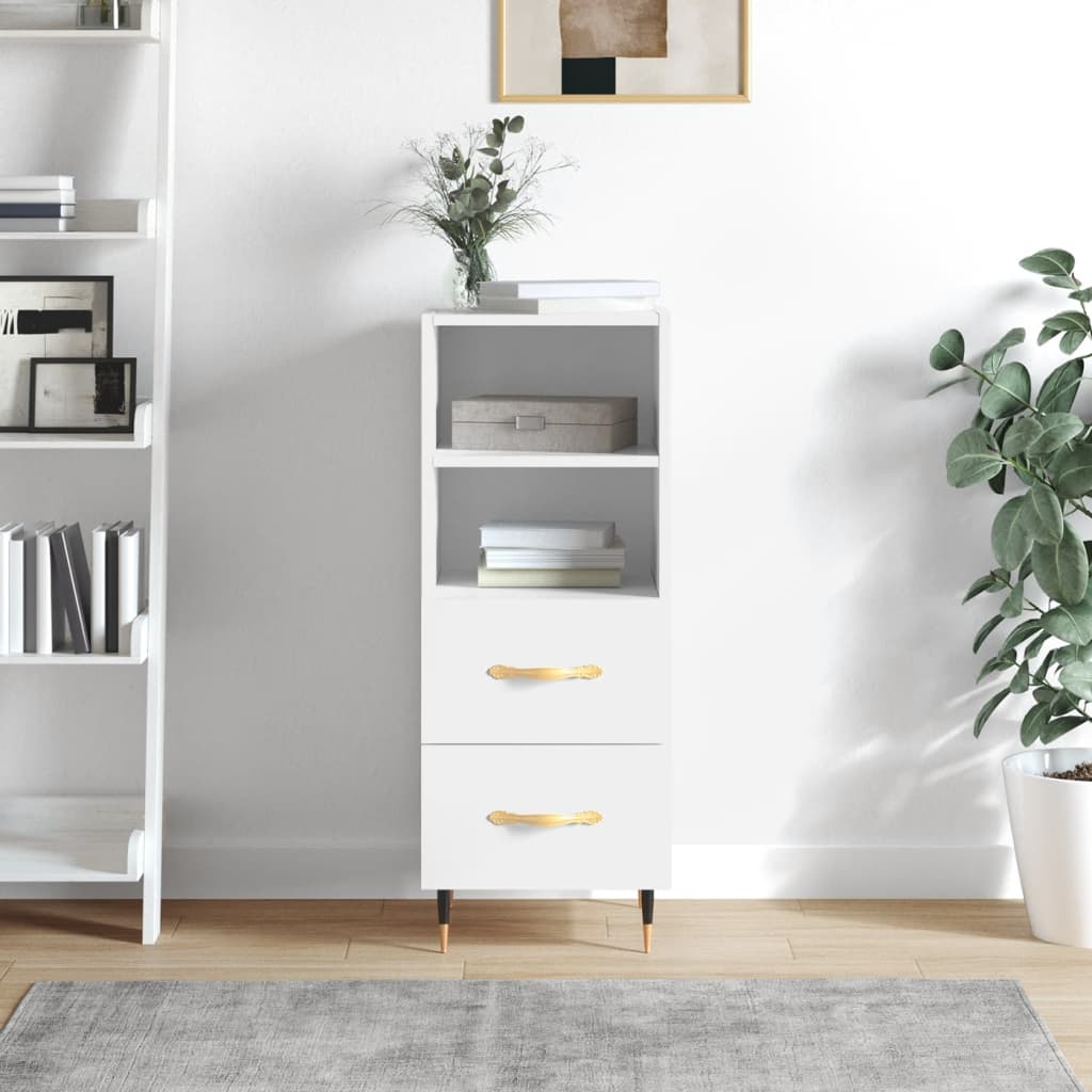 Sideboard High Gloss White 34.5x34x90 cm Engineered Wood