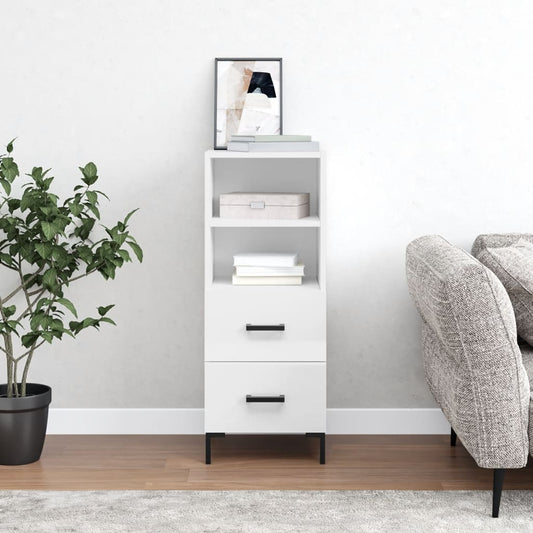 Sideboard High Gloss White 34.5x34x90 cm Engineered Wood