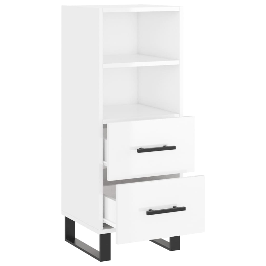 Sideboard High Gloss White 34.5x34x90 cm Engineered Wood