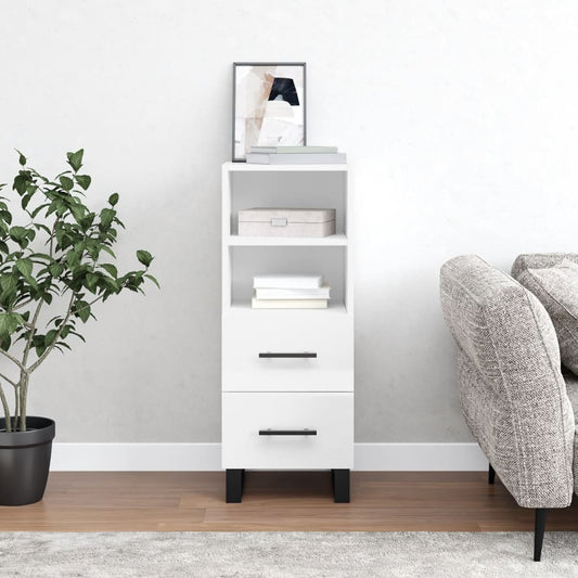 Sideboard High Gloss White 34.5x34x90 cm Engineered Wood