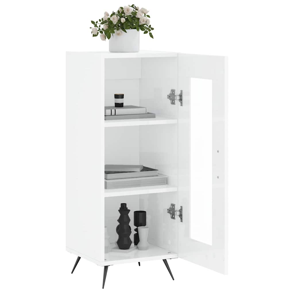 Sideboard High Gloss White 34.5x34x90 cm Engineered Wood