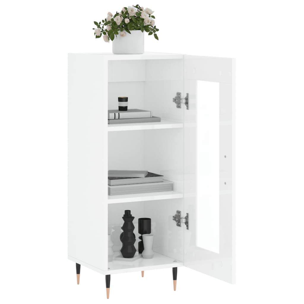 Sideboard High Gloss White 34.5x34x90 cm Engineered Wood
