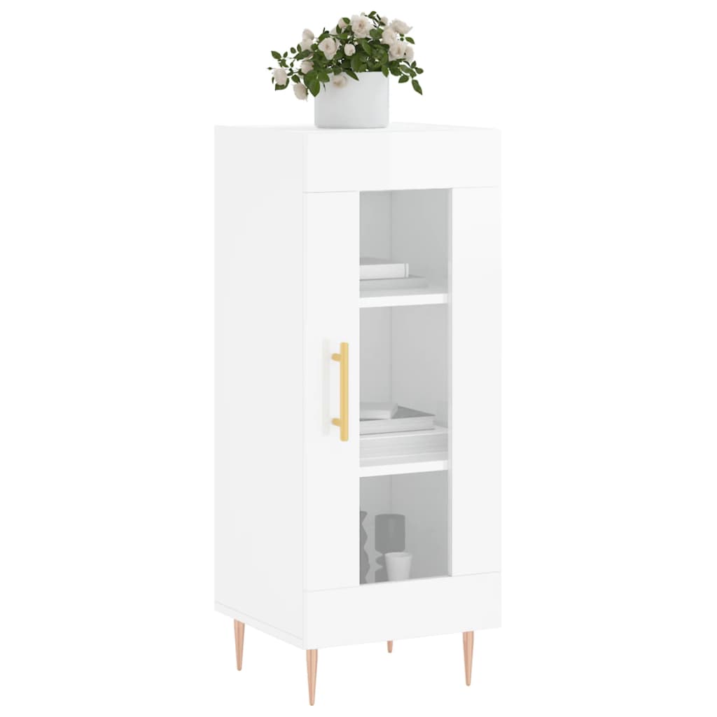 Sideboard High Gloss White 34.5x34x90 cm Engineered Wood