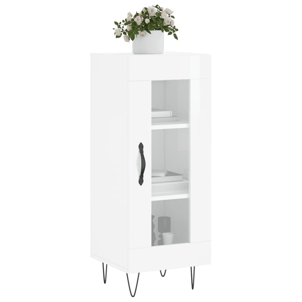 Sideboard High Gloss White 34.5x34x90 cm Engineered Wood