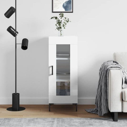 Sideboard High Gloss White 34.5x34x90 cm Engineered Wood