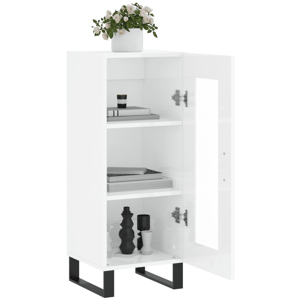 Sideboard High Gloss White 34.5x34x90 cm Engineered Wood