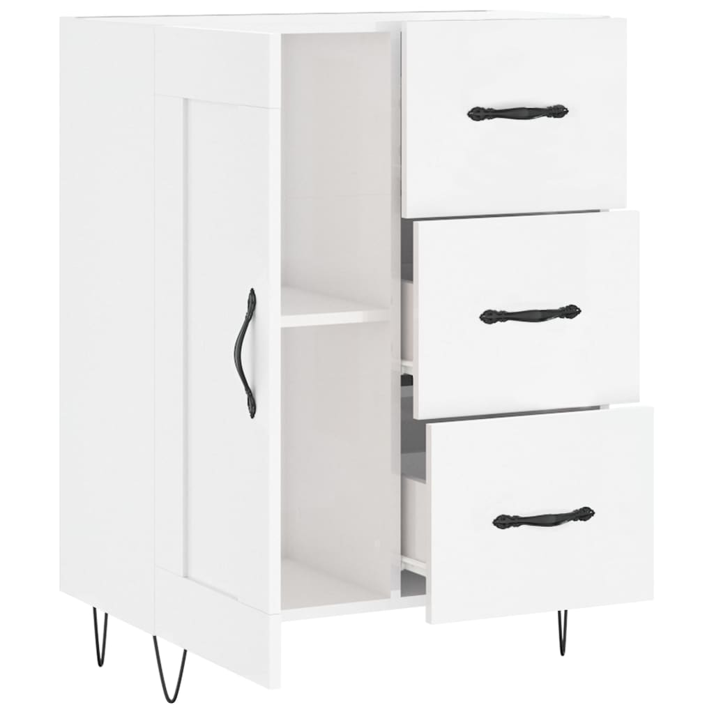 Sideboard High Gloss White 69.5x34x90 cm Engineered Wood