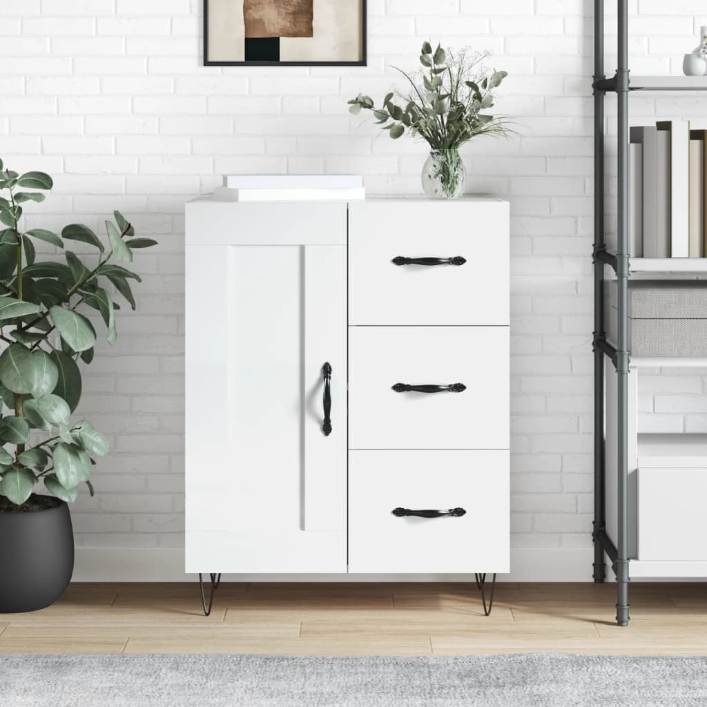 Sideboard High Gloss White 69.5x34x90 cm Engineered Wood