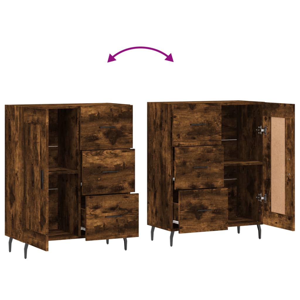Sideboard Smoked Oak 69.5x34x90 cm Engineered Wood