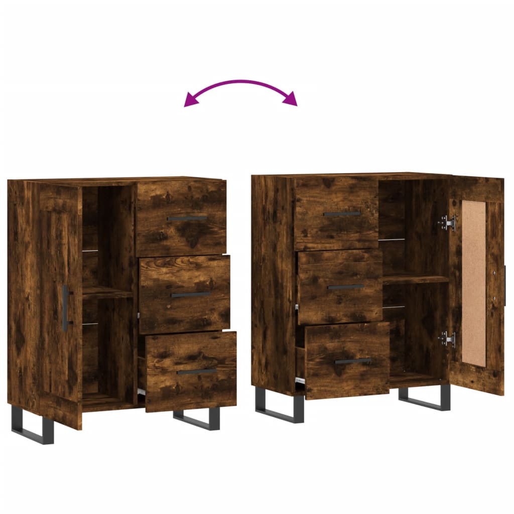 Sideboard Smoked Oak 69.5x34x90 cm Engineered Wood