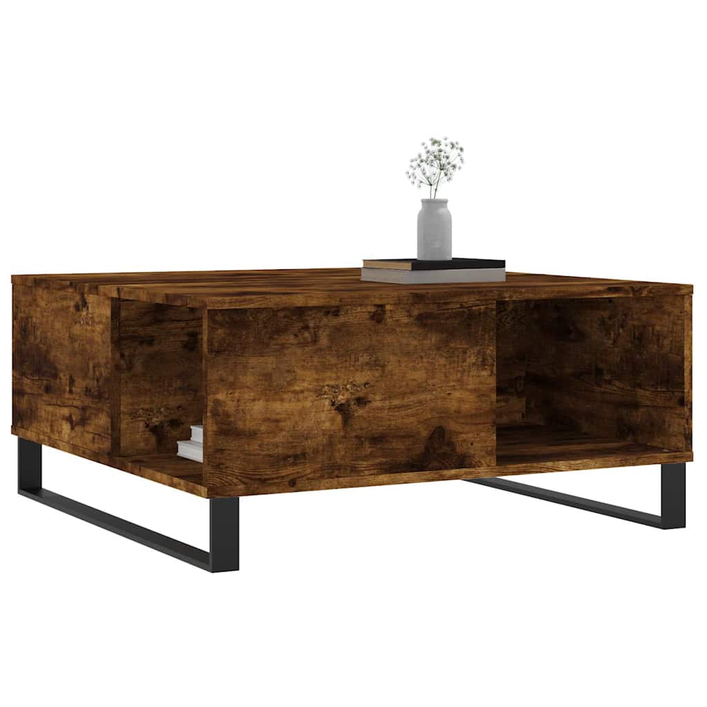Coffee Table Smoked Oak 80x80x36.5 cm Engineered Wood