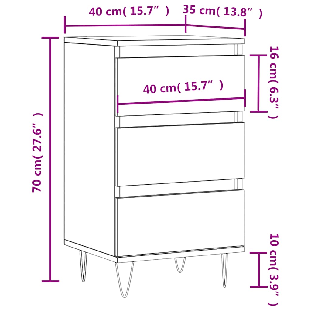 Sideboard White 40x35x70 cm Engineered Wood