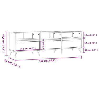 TV Cabinet Smoked Oak 150x30x44.5 cm Engineered Wood