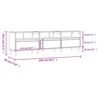 TV Cabinet Smoked Oak 150x30x44.5 cm Engineered Wood