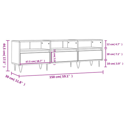 TV Cabinet Smoked Oak 150x30x44.5 cm Engineered Wood