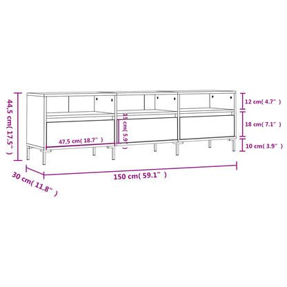 TV Cabinet White 150x30x44.5 cm Engineered Wood