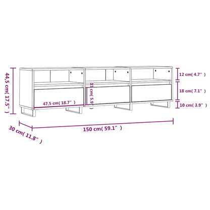 TV Cabinet Sonoma Oak 150x30x44.5 cm Engineered Wood