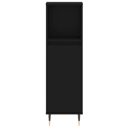 Bathroom Cabinet Black 30x30x100 cm Engineered Wood
