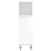 Bathroom Cabinet High Gloss White 30x30x100 cm Engineered Wood