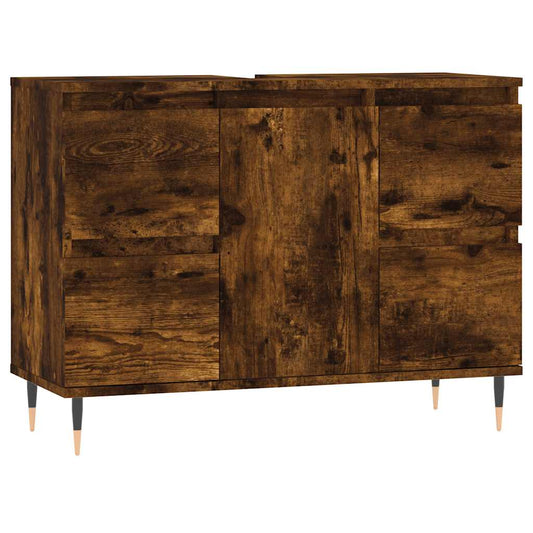Bathroom Cabinet Smoked Oak 80x33x60 cm Engineered Wood