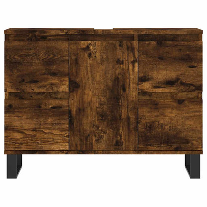 Bathroom Cabinet Smoked Oak 80x33x60 cm Engineered Wood