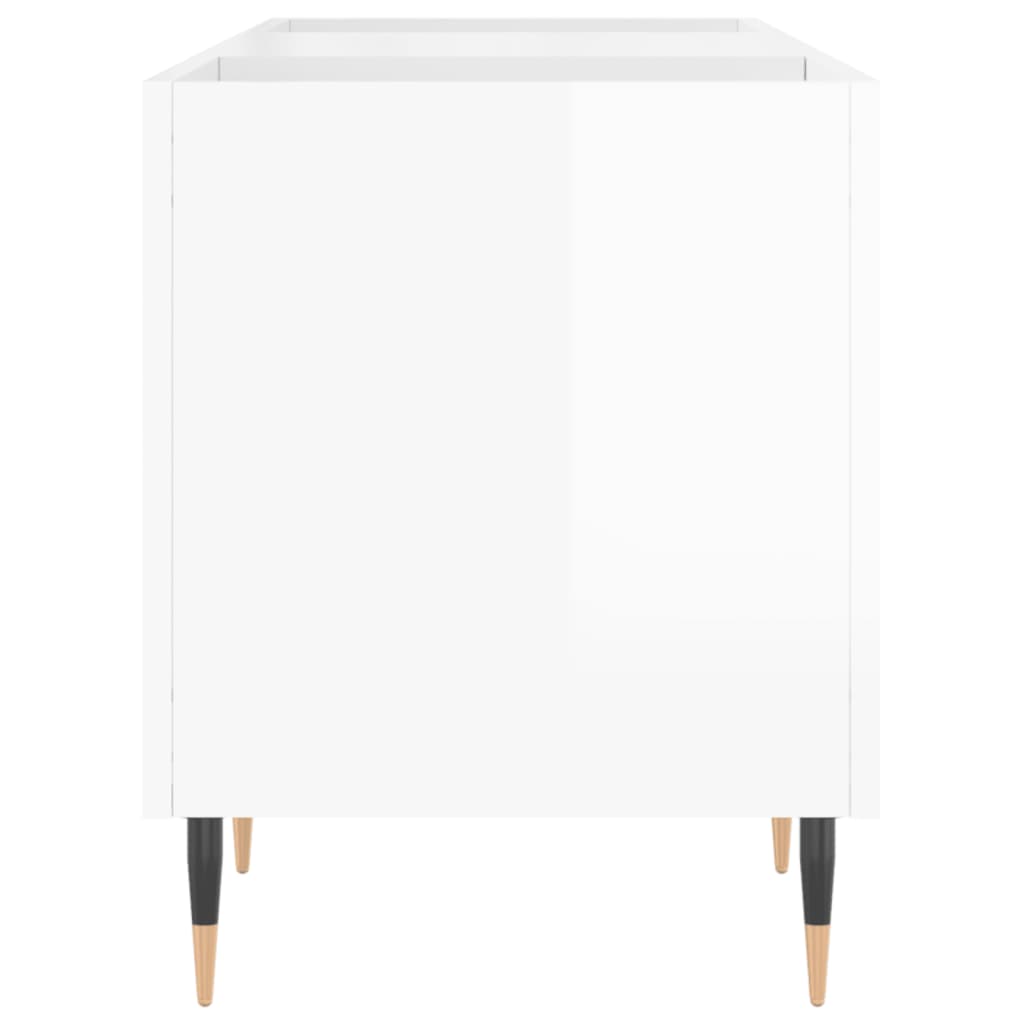 Record Cabinet High Gloss White 121x38x48 cm Engineered Wood